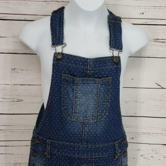 L.e.i LEI polka dot denim Jean size large overalls Coveralls - Picture 2 of 7